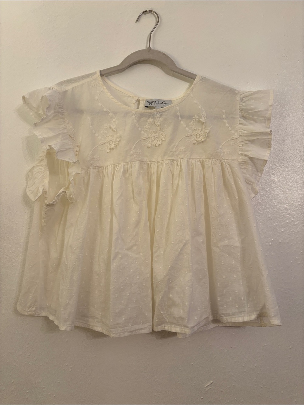 Jessica Simpson Cream Eyelet Ruffle Sleeve Blouse
